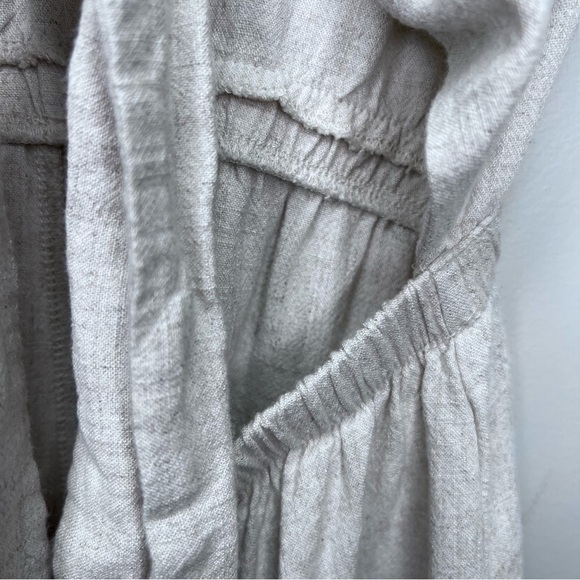 Princess Polly Tie Front Beige Tan Linen Romper Size 6 - Picture 9 of 16